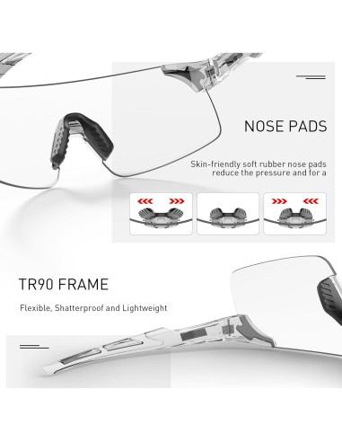 Gafas de Ciclismo Fotocromáticas SCVCN Plata UV400