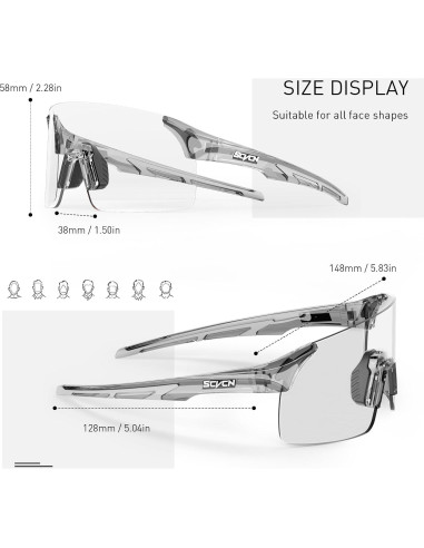 Gafas de Ciclismo Fotocromáticas SCVCN Plata UV400