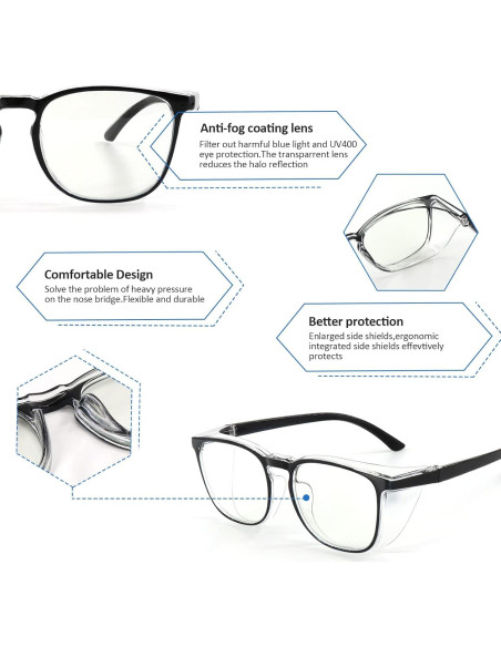 Gafas de seguridad Outray 2 pares antiempañantes y luz azul