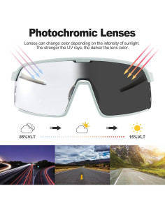 Gafas de Ciclismo Fotoquímicas Odoland UV400 para Hombres y Mujeres 2