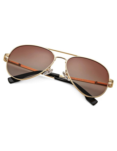 Gafas de sol aviador Braylenz polarizadas 100% UV oro/marrón
