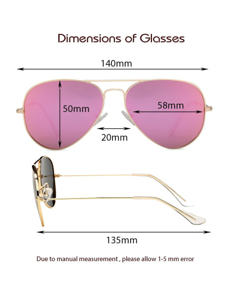 Gafas de sol polarizadas Braylenz oro/lente rosa UV 100%