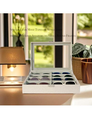 Organizador de Gafas de Sol UnionPlus 8 Compartimentos Beige