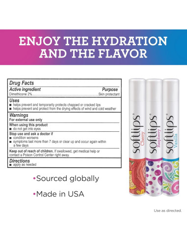 Bálsamo Labial Softlips Clásicos - 3 Sabores Hidratantes
