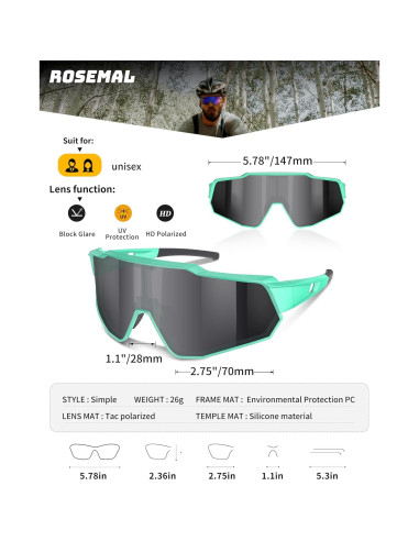 Gafas de sol deportivas Rosemal 7259 UV400 polarizadas