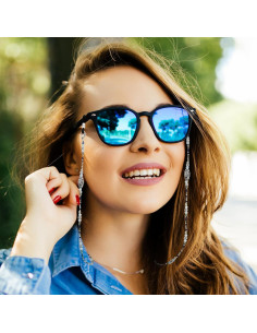 Cadena para Gafas Elegante con Perlas Punto Azul Boho 2