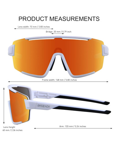 Gafas de Ciclismo EKOZACK Ec01 Naranja Espejado UV400