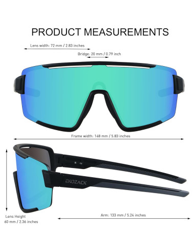 Gafas de Ciclismo EKOZACK Ec01 Verde Espejado UV400