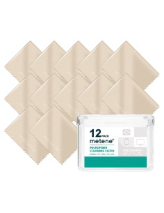 Paquete de 12 Paños de Microfibra Metene Beige para Limpiar