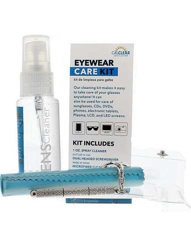 Kit de limpieza de gafas Cal Optix con spray y paño verde