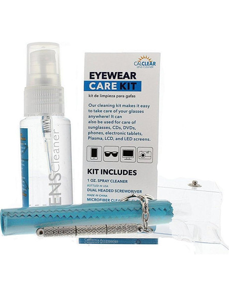 Kit de limpieza de gafas Cal Optix con spray y paño verde