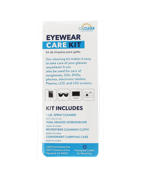 Kit de limpieza de gafas Cal Optix con spray y paño verde