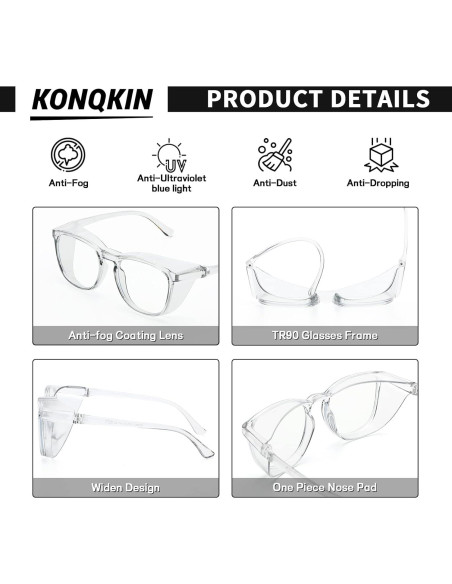 Gafas de Seguridad Konqkin Antiniebla Unisex C4 Púrpura Rosa