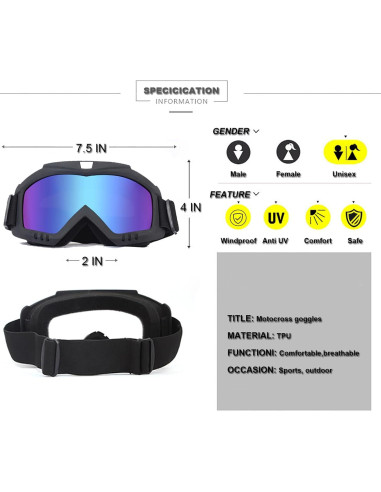 Gafas de motocross Immoono 2 paquetes con protección UV