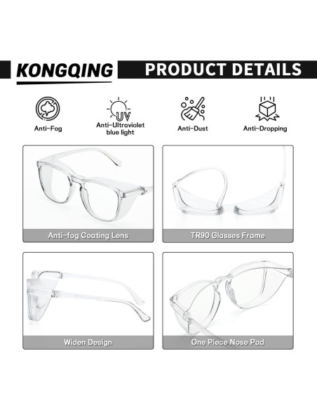 Gafas de Seguridad Konqkin Antiniebla Adulto Unisex