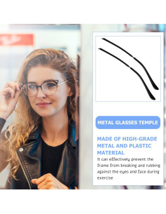 FAVOMOTO Kit de Reemplazo de Patas de Gafas Metálicas Negro 2