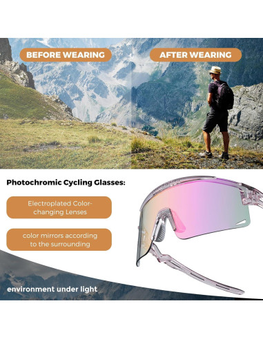 Gafas de Ciclismo ROCKBROS UV Cambiante Color Viento Arena