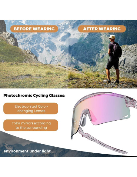 Gafas de Ciclismo ROCKBROS UV Cambiante Color Viento Arena