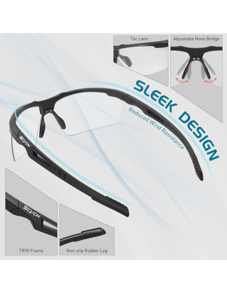 Gafas de sol fotocromáticas SCVCN UV400 para deportes