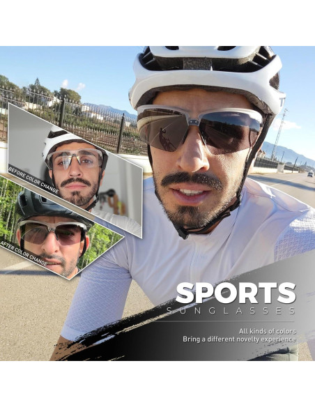 Gafas de sol fotocromáticas SCVCN UV400 unisex deportivas