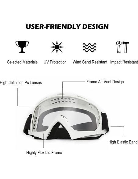 Gafas de Motocicleta Immoono con Balaclava y Lentes HD