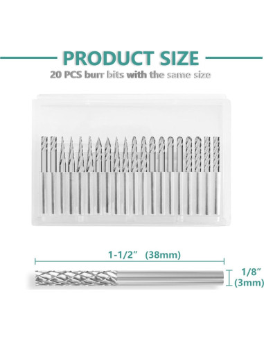 Juego de Brocas de Carburo CATITO - 20 Puntas 3 mm para Metal y Madera