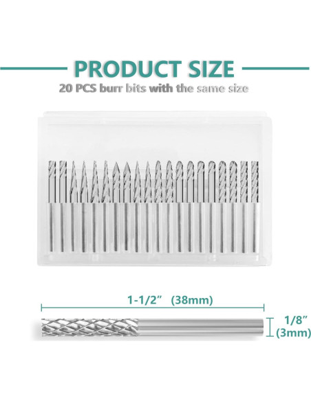 Juego de Brocas de Carburo CATITO - 20 Puntas 3 mm para Metal y Madera