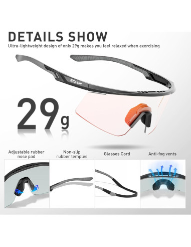 Gafas de Ciclismo SCVCN S120 Fotoquímicas UV400 TR90