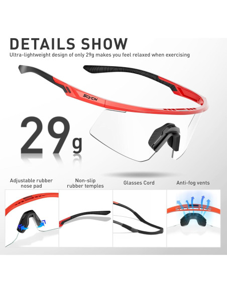 Gafas de Ciclismo SCVCN S120 Fotoquímicas UV400 TR90
