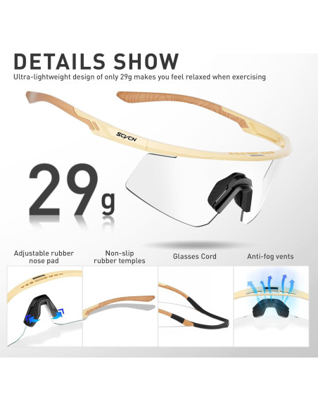 Gafas de Ciclismo SCVCN S120 Fotoquímicas UV400 TR90