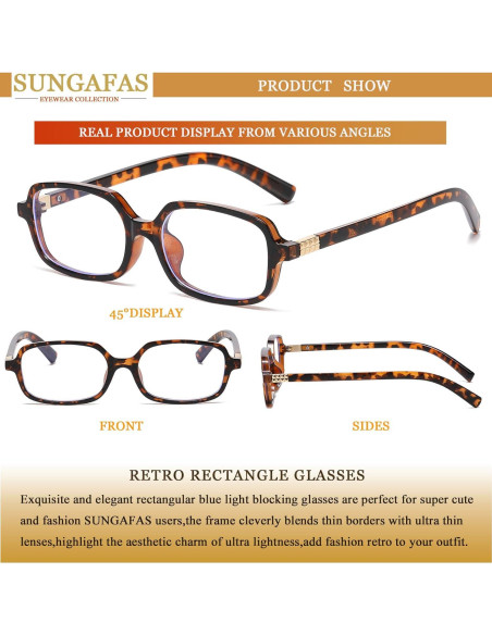 Gafas Rectangulares Retro Sungafas Bloqueo Luz Azul 15.5cm