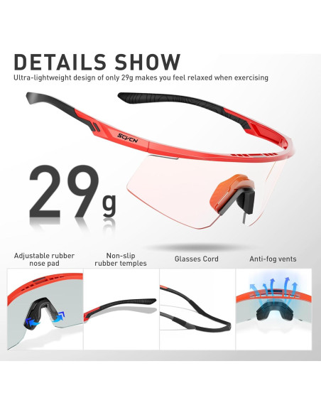 Gafas de Ciclismo SCVCN S120 Fotoquímicas UV400 TR90