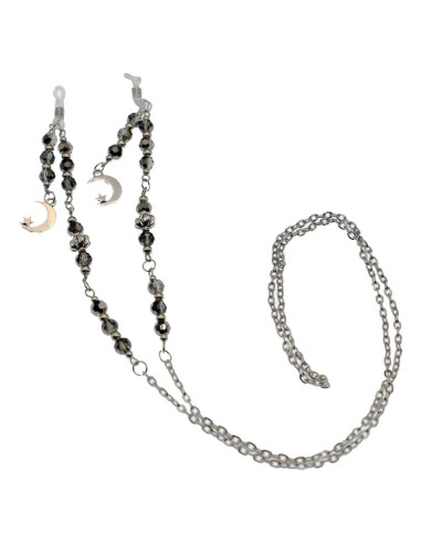 Cadena de Gafas Elegante con Cuentas y Encanto de Luna