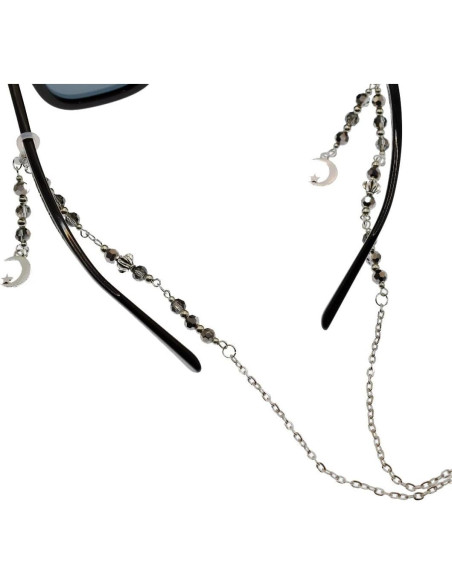 Cadena de Gafas Elegante con Cuentas y Encanto de Luna