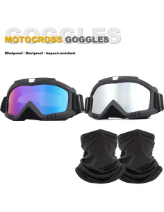 Gafas de Motocross Immoono con Bufanda y Lentes Coloridos 2
