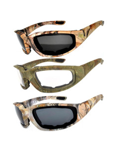 Paquete de 3 Gafas de Motocicleta Acolchadas UV400
