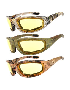 Paquete de 3 Gafas de Motocicleta Acolchadas UV400