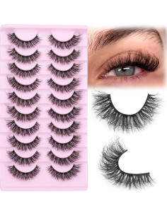 Pestañas Postizas FANXITON 10 Paquetes 18mm D Curl Esponjosas 2