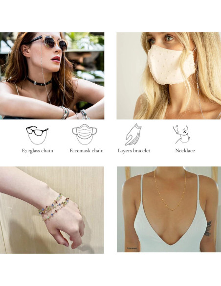 Cadena de Gafas JURYLOO para Mujeres con Cuentas 3D