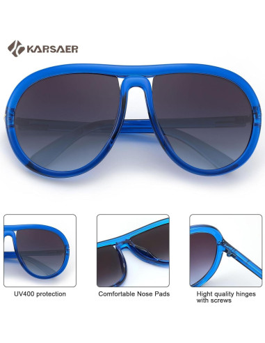 Gafas de sol aviador Karsaer unisex 60mm protección UV