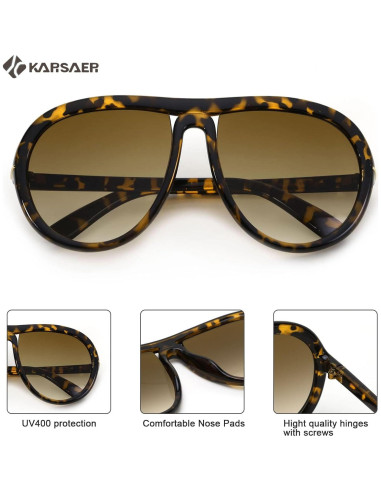 Gafas de sol aviador Karsaer unisex 60mm protección UV