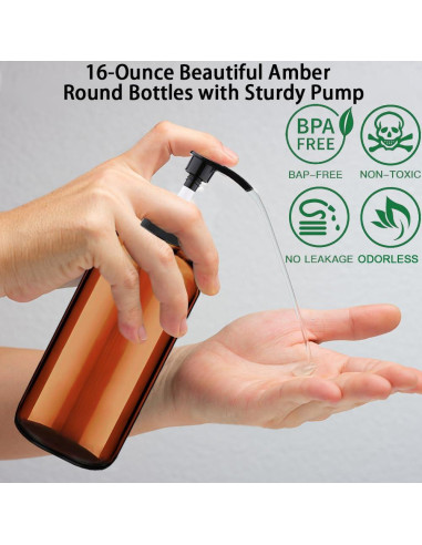 Botellas dispensadoras de bomba Vioetry 500 ml ámbar 2 unidades