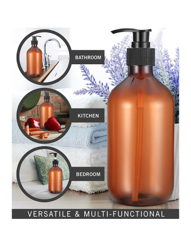 Botellas dispensadoras de bomba Vioetry 500 ml ámbar 2 unidades