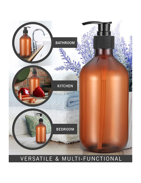 Botellas dispensadoras de bomba Vioetry 500 ml ámbar 2 unidades