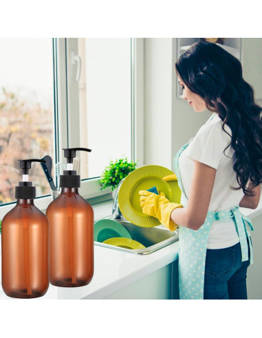 Botellas dispensadoras de bomba Vioetry 500 ml ámbar 2 unidades