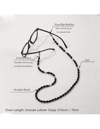 Cadena de Gafas GIOLOYS de Madera Hecha a Mano 69.85 cm