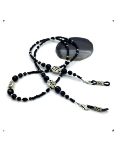 Cadena de Gafas Hecha a Mano ALBATROSART con Cuentas de Ágata Negra