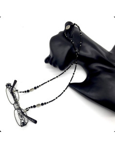 Cadena de Gafas Hecha a Mano ALBATROSART con Cuentas de Ágata Negra 2