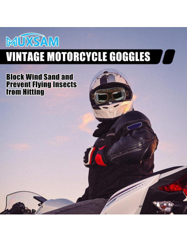 Gafas de Motocicleta MUXSAM Vintage a Prueba de Viento