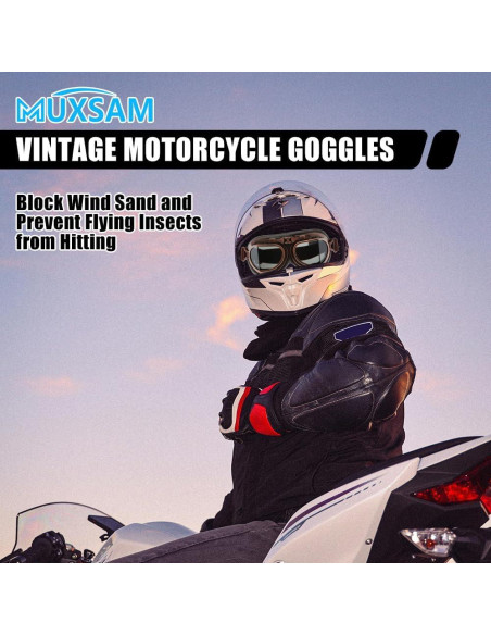 Gafas de Motocicleta MUXSAM Vintage a Prueba de Viento